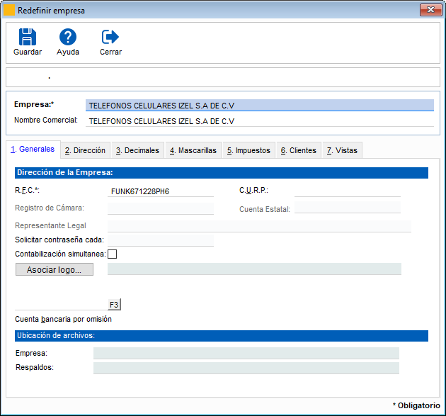 FreePAQ Factura Electrónica - Redefinir empresa...